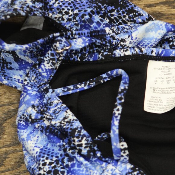 Swim Solutions Womens Shirred Snakeskin-Print One Piece Swimsuit Jungle Blue 8 - Picture 4 of 7